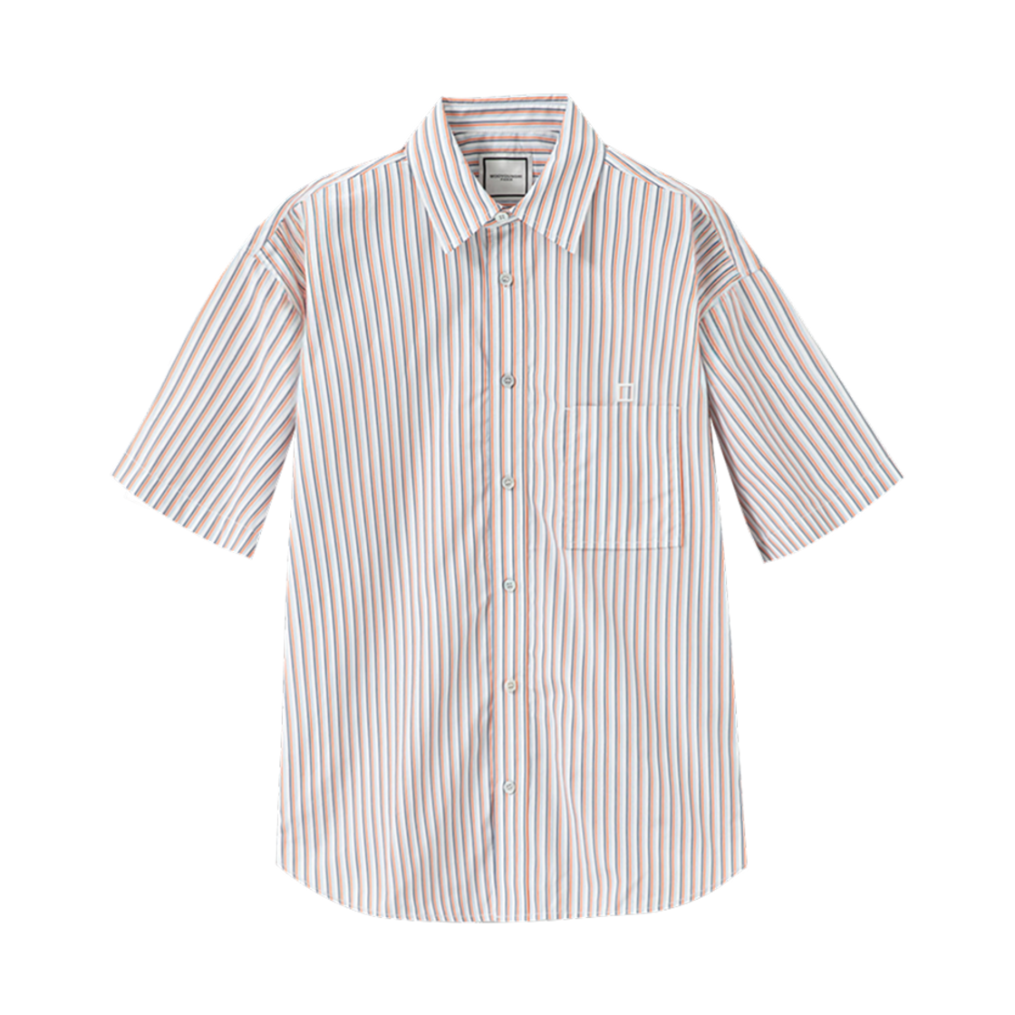 우영미 스트라이프 숏슬리브 셔츠 오렌지 - 24FW