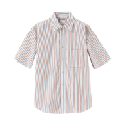 Wooyoungmi Stripe Short Sleeve Shirt Orange - 24FW