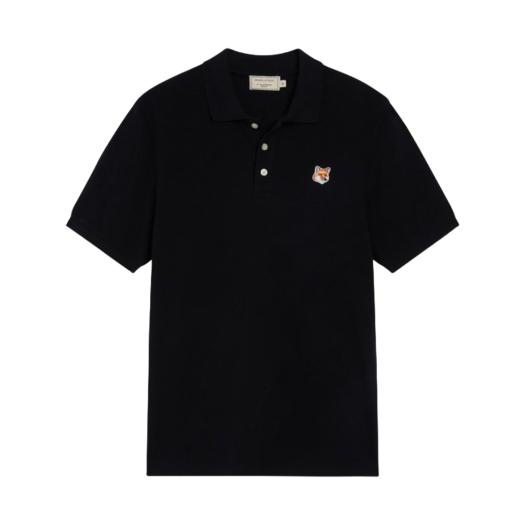 FU00203KJ7007 Maison Kitsune Fox Head Patch Classic Polo Black