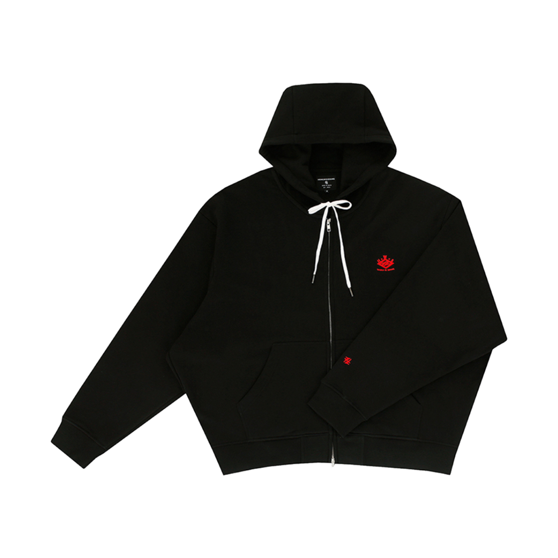 FW23JHZ051BK Hongwoosung 2way Zip Of The Logo Hoody Black