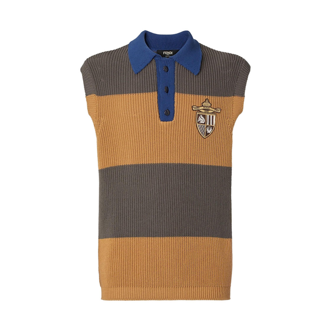 펜디 코튼 웨이스트코트 폴로 셔츠 브라운 옐로우(Fendi Cotton Waistcoat Polo Shirt Brown Yellow) - 1