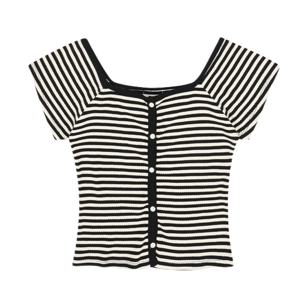 lr_025 Leterie Sqoop Neck Stripe Cardigan