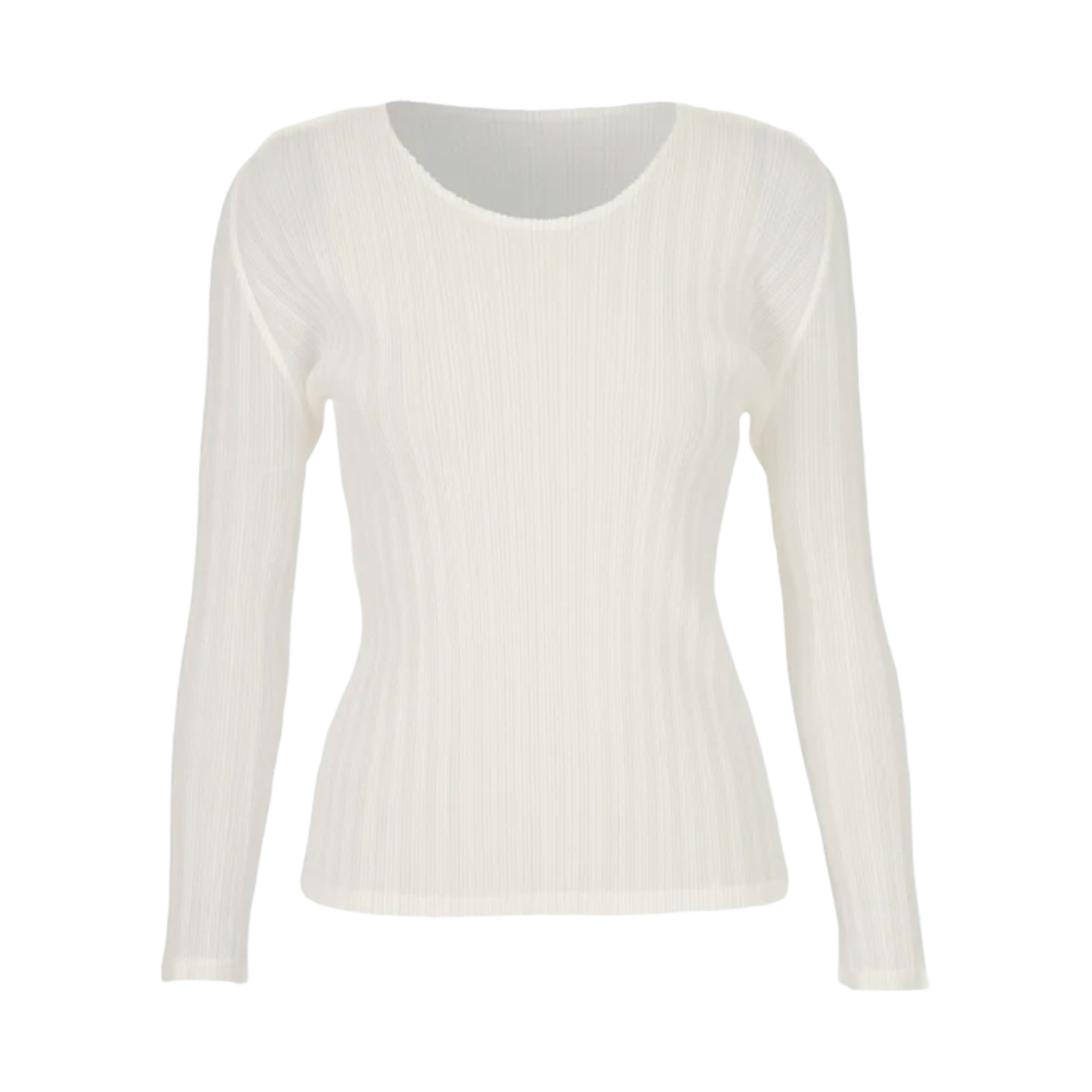 (W) 플리츠 플리즈 이세이 미야케 립 플리츠 베이직 탑 화이트((W) Pleats Please Issey Miyake Rib Pleats Basics Top White) - 1