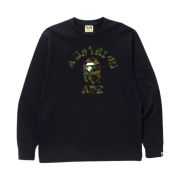 BAPE 1st Camo College L/S T-Shirt Black Green