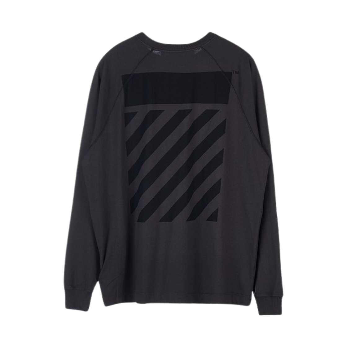 OMAB067C99JER0011010 Off-White Diag Stripe Raglan Long Sleeve T-Shirt Dark Grey