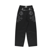 NIIER NOR Rose Balloon Denim Pants Black