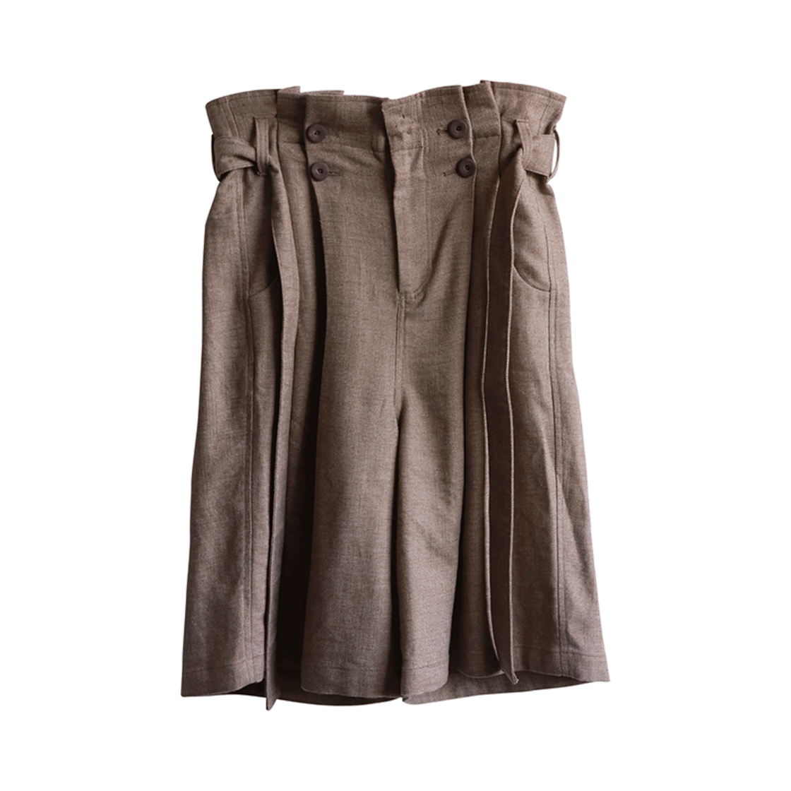 25SSHP02BRO NA A NANA Pleats Bermuda Pants Melange Brown
