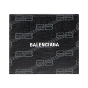 Balenciaga Signature Square Folded Wallet BB Monogram Coated Canvas Black