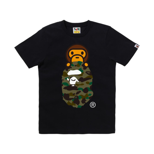 (W) BAPE 1st Camo Milo on Ape Head T-Shirt Black Green