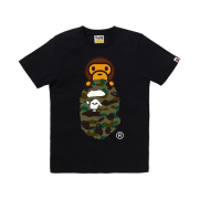 (W) BAPE 1st Camo Milo on Ape Head T-Shirt Black Green