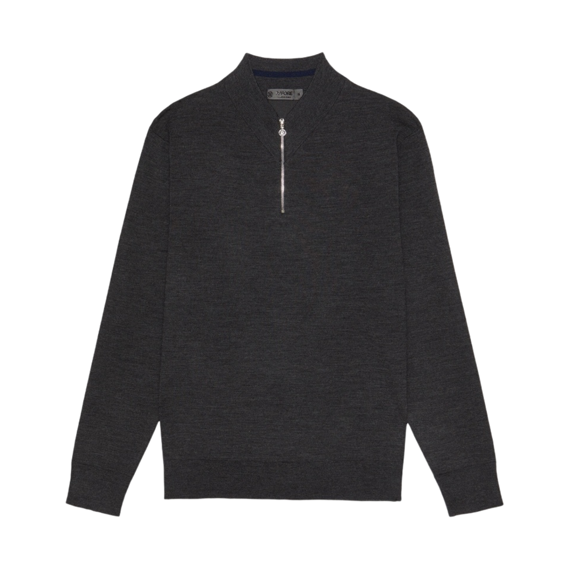 지포어 콘트라스트 브이넥 메리노 울 쿼터 집 스웨터 다크 차콜 헤더 그레이(G/Fore Contrast V Neck Merino Wool Quarter Zip Sweater Dark Charcoal Heather Grey)