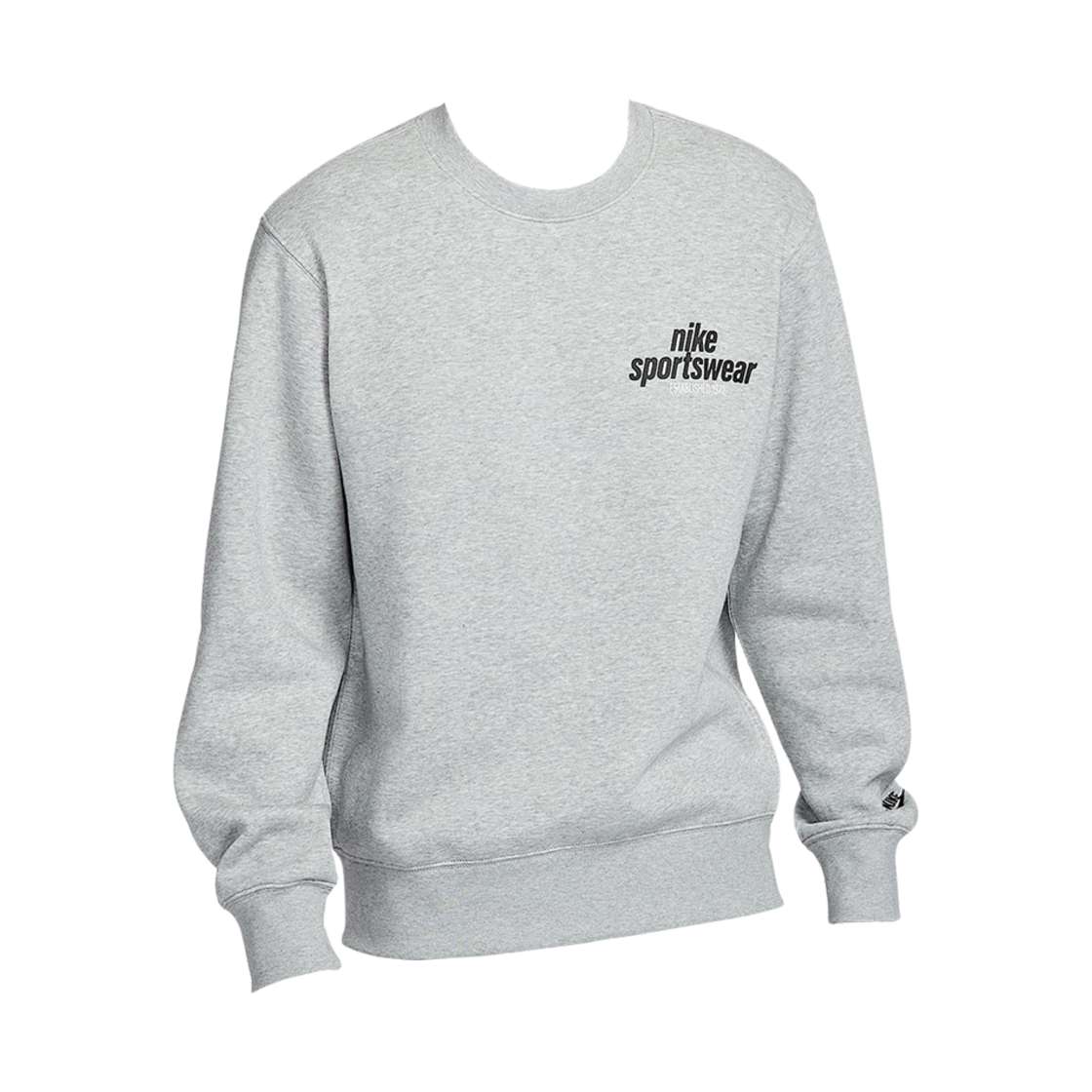 HJ2174-063 Nike Club Fleece Crew Sweatshirt Dark Grey Heather Light Smoke Grey - Asia