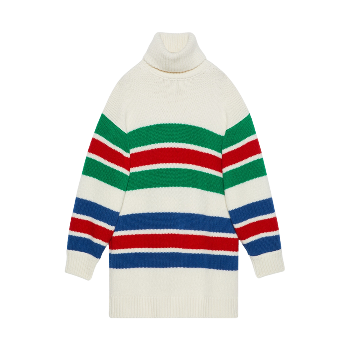 (W) 구찌 스트라이프 울 터틀넥 점퍼 드레스 아이보리((W) Gucci Striped Wool Turtleneck Jumper Dress Ivory) - 1