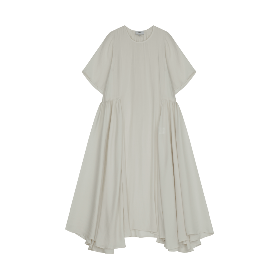 252-2907-02 VIS A VIS Half Sleeved Side Gathered Dress Ivory