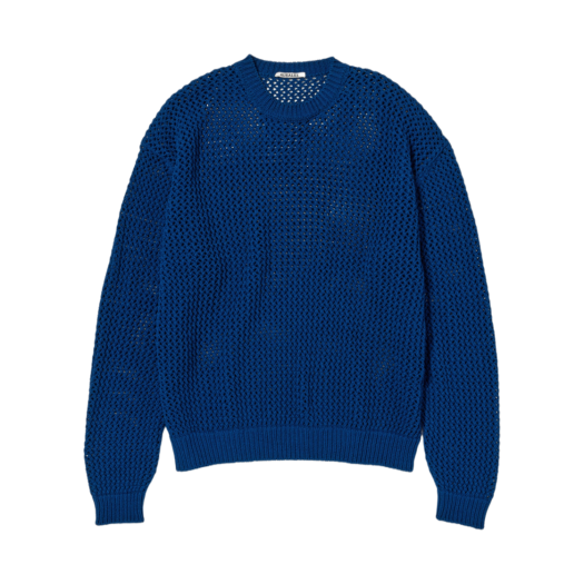 Auralee Cotton Lily-Yarn Mesh Knit P/O Blue