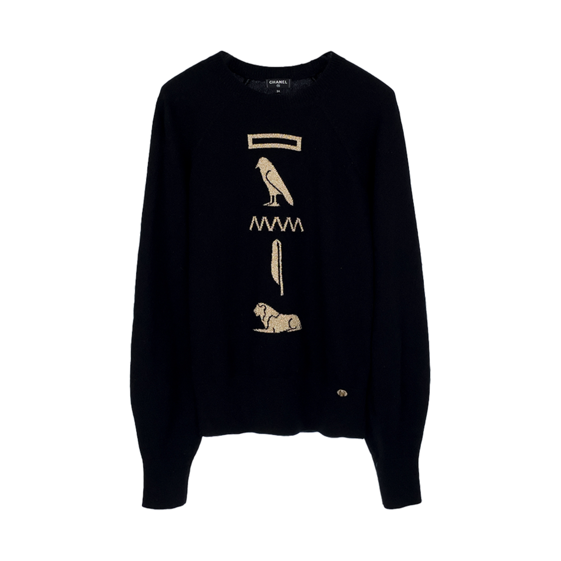ITUDLE3WHJP4 Chanel 19A Gold Embroidered Cashmere Pullover Black