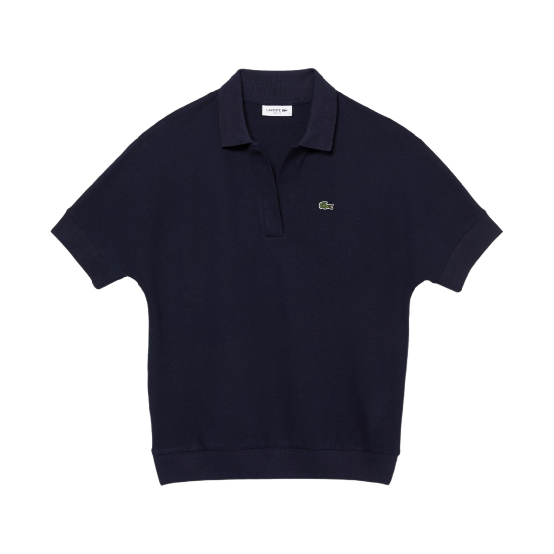 (W) 라코스테 릴렉스드 핏 헤리티지 폴로 셔츠 네이비((W) Lacoste Relaxed Fit Heritage Polo Shirt Navy) - 1