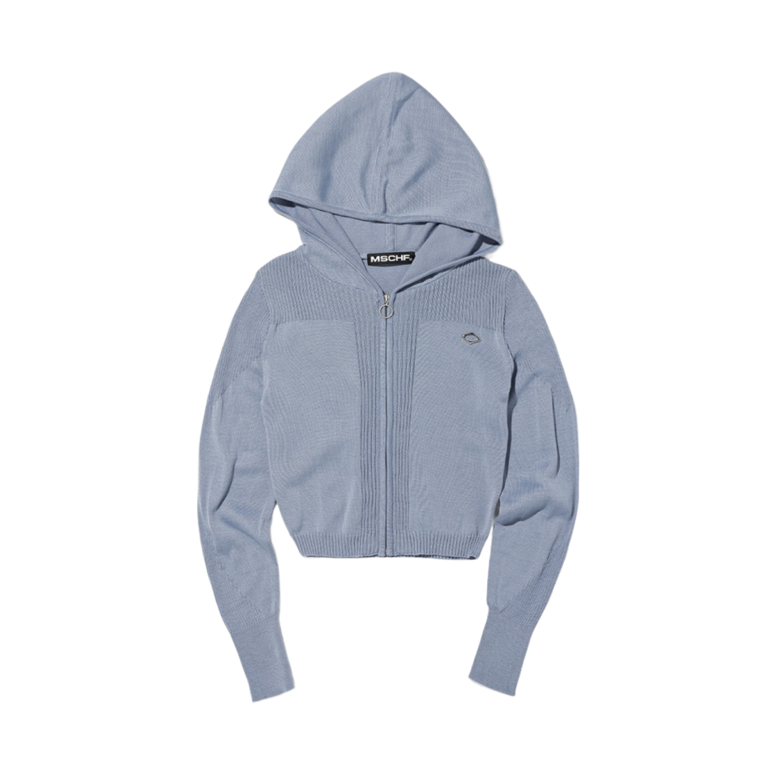(W) 미스치프 롬버스 니티드 후드 그레이시 블루((W) Mischief Rhombus Knitted Hoodie Greyish Blue)