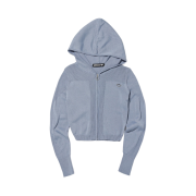 (W) Mischief Rhombus Knitted Hoodie Greyish Blue