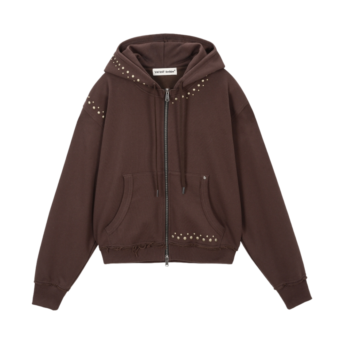 베이컨트 아카이브 노아 스터드 후드 집업 브라운(Vacant Archive Noah Stud Hood Zip-Up Brown)