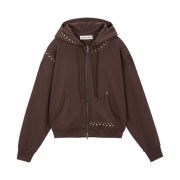 Vacant Archive Noah Stud Hood Zip-Up Brown