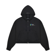 Project G/R SPC Cropped Distressed Zip Hoodie Washed Black