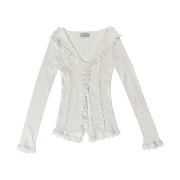 Newalrin Bohemian Tassel Line Knit Cardigan Ivory