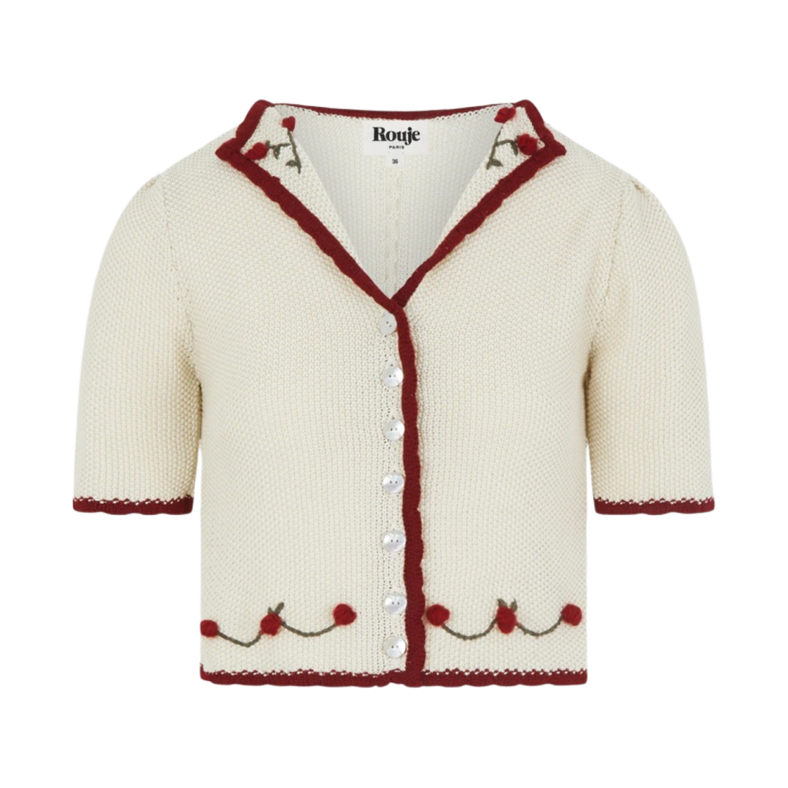 (W) 루즈 메레디스 자수 코튼 가디건 에크루((W) Rouje Meredith Embroidered Cotton Cardigan Ecru)