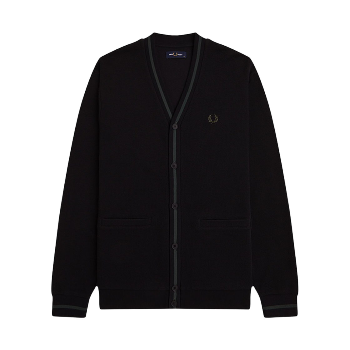프레드페리 팁 피케 텍스쳐 가디건 블랙