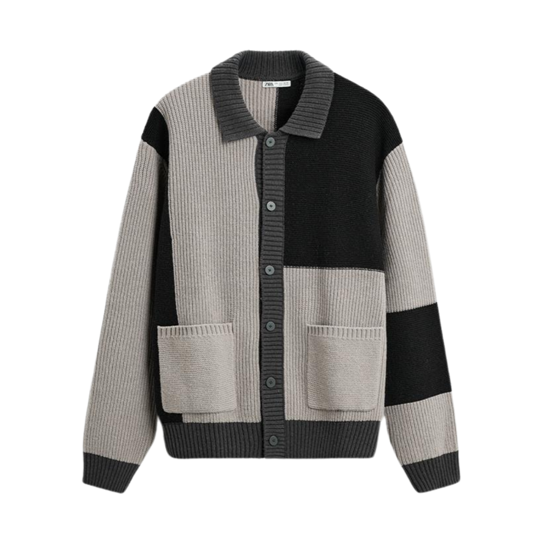 자라 패치워크 가디건 그레이 블루(Zara Patchwork Cardigan Grey Blue)