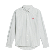 AMI de Coeur Striped Button-Down Shirt Green Natural White