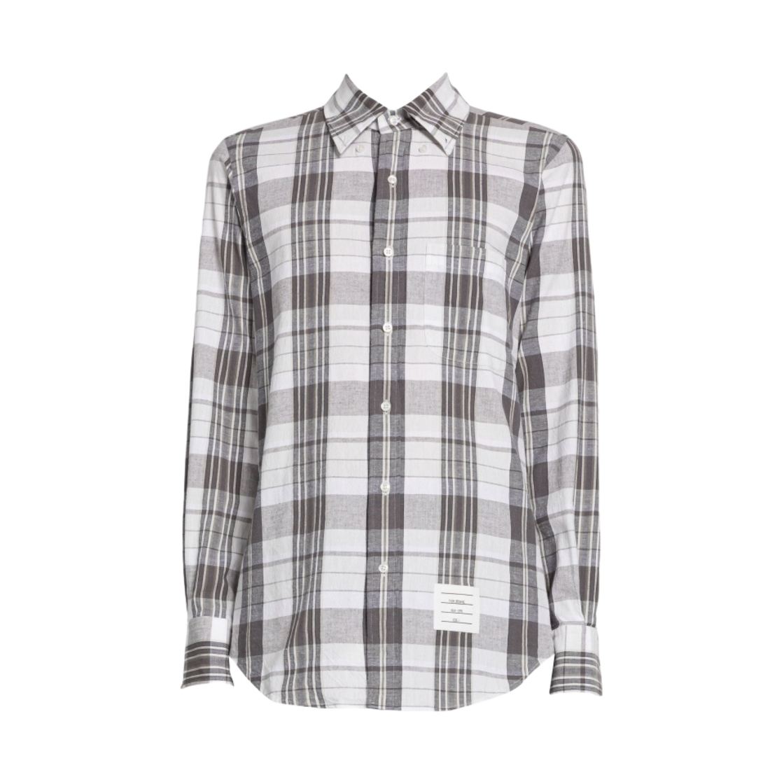 톰브라운 마드라스 코튼 스트레이트 핏 셔츠 미디움 그레이(Thom Browne Madras Cotton Straight Fit Shirt Medium Grey) - 1