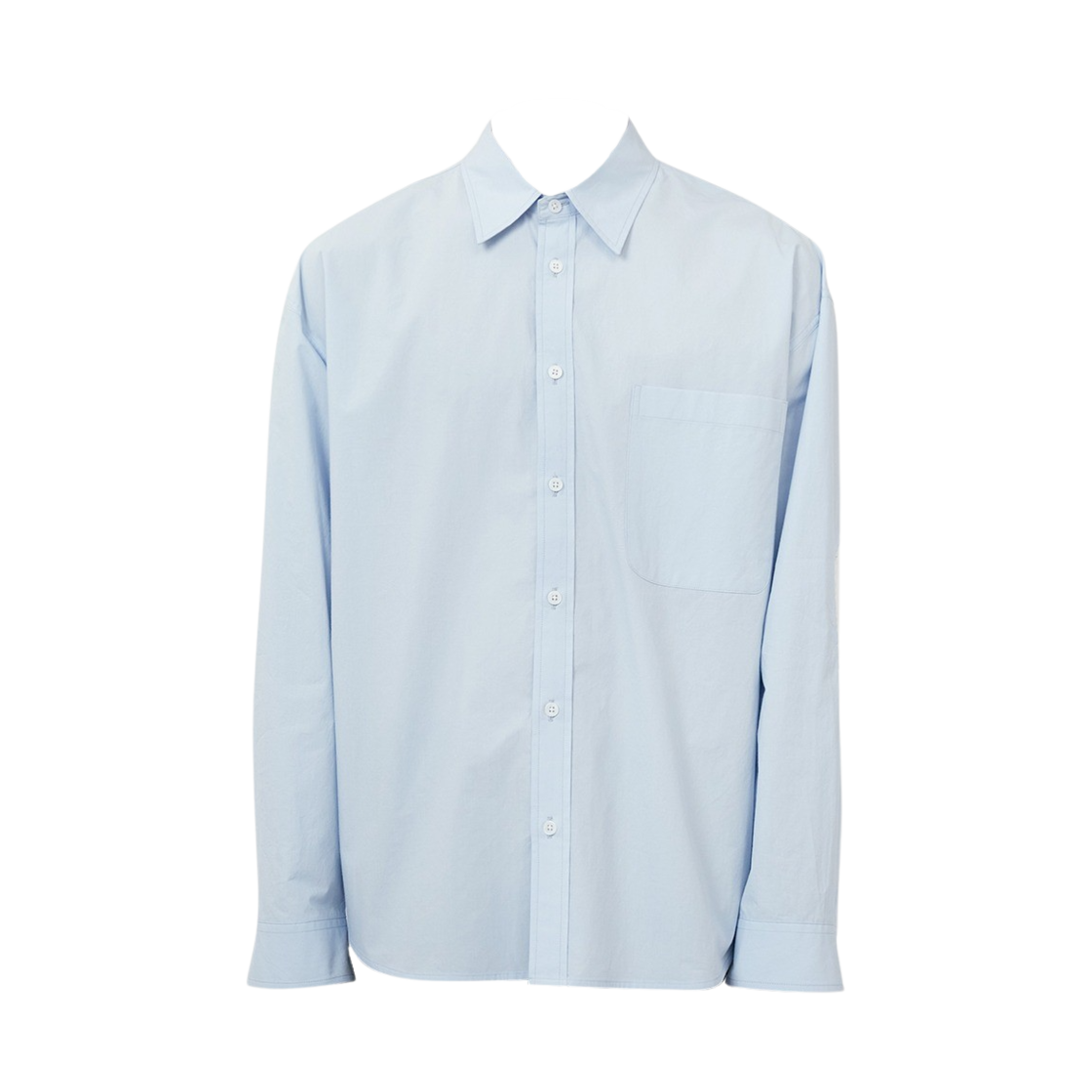 타이핑 미스테이크 플라워 크로쉐 엘보우 패치 셔츠 블루(Typing Mistake Flower Crochet Elbow Patch Shirts Blue)