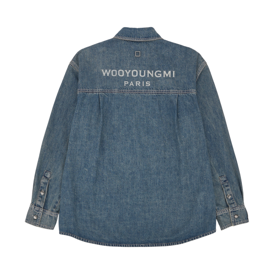 우영미 데님 백로고 셔츠 블루 - 24FW