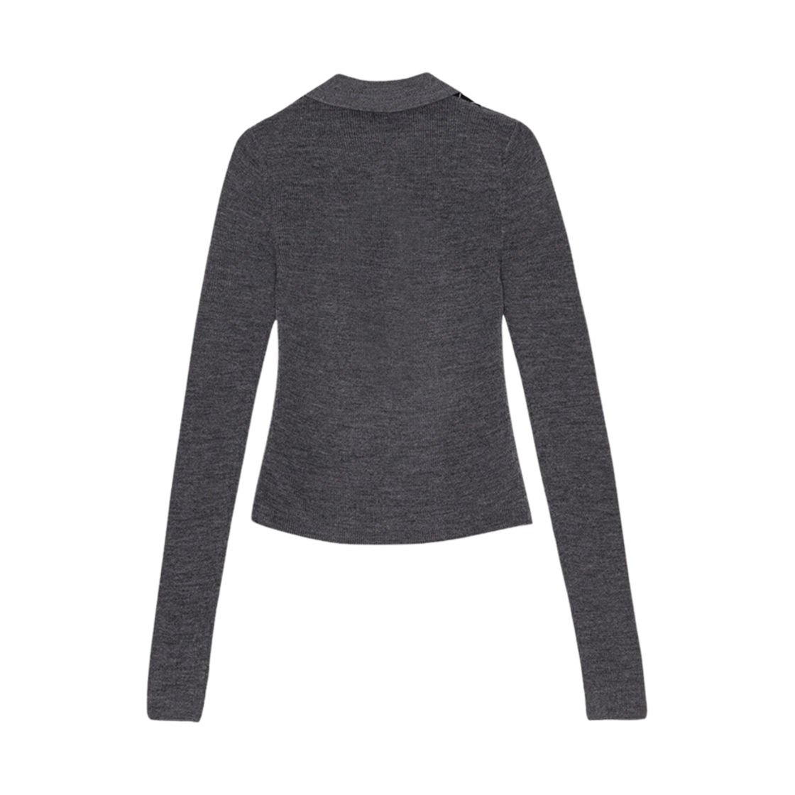 (W) 가니 니트 폴로 셔츠 프로스트 그레이((W) Ganni Knitted Polo Shirt Frost Gray) - 2