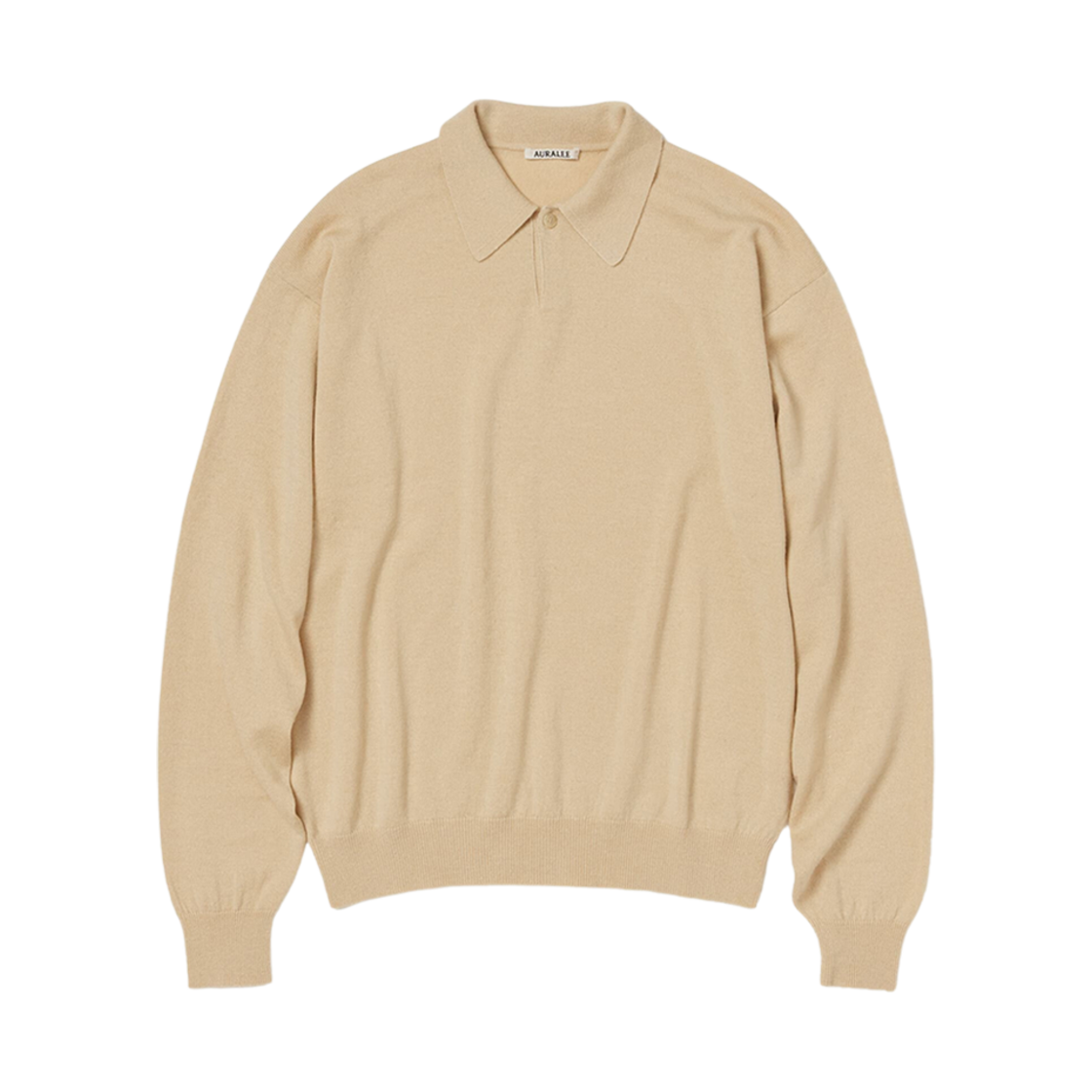 A24AP02SK Auralee Cashmere Silk Wool Knit Polo Light Beige