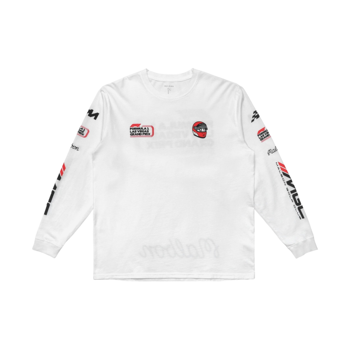 말본 골프 x F1 레이스 데이 롱슬리브 화이트(Malbon Golf x F1 Race Day LS T-Shirt White) - 1