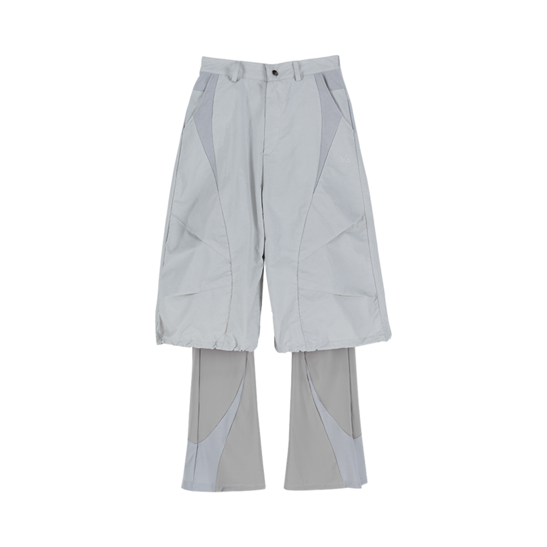 KY25SPSLT05_02 Kiyoi Layered Incision Pants Grey