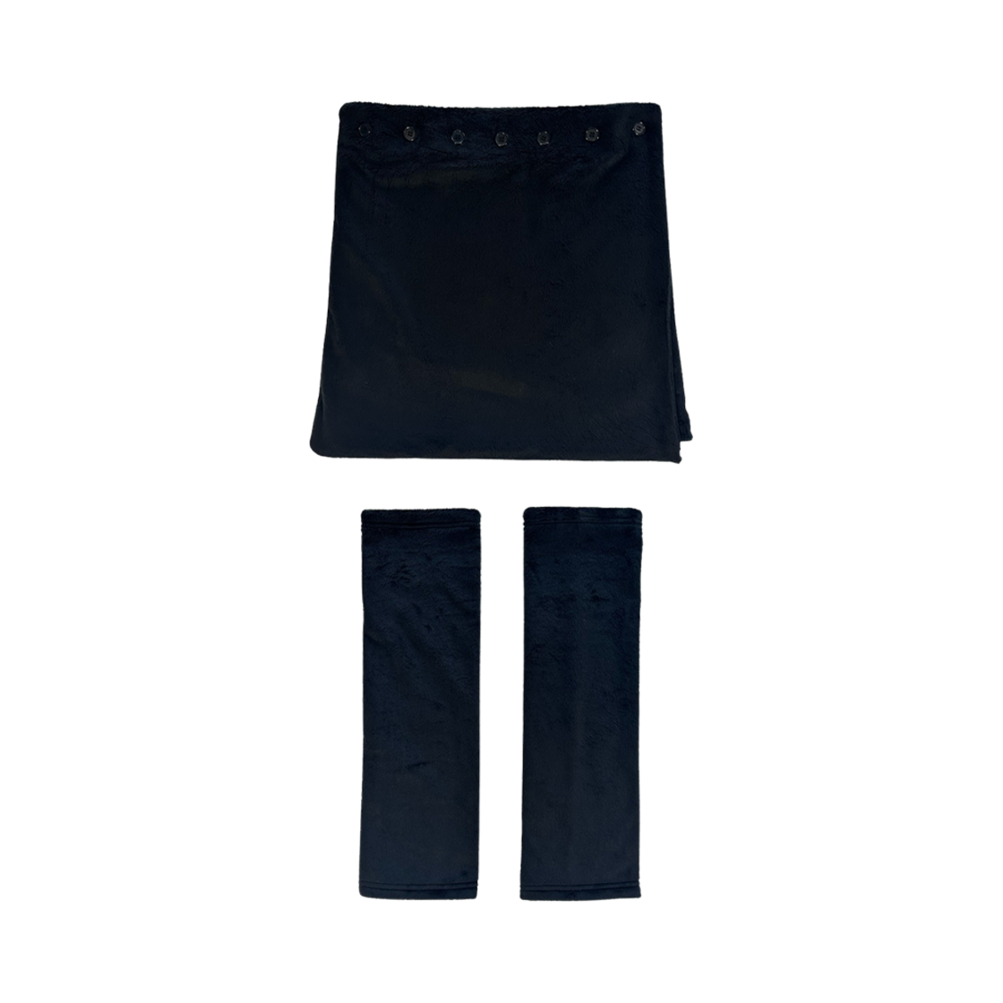 - (W) Jichoi Fleece Wrap Skirt with Leg Warmers Black (Set of 2)