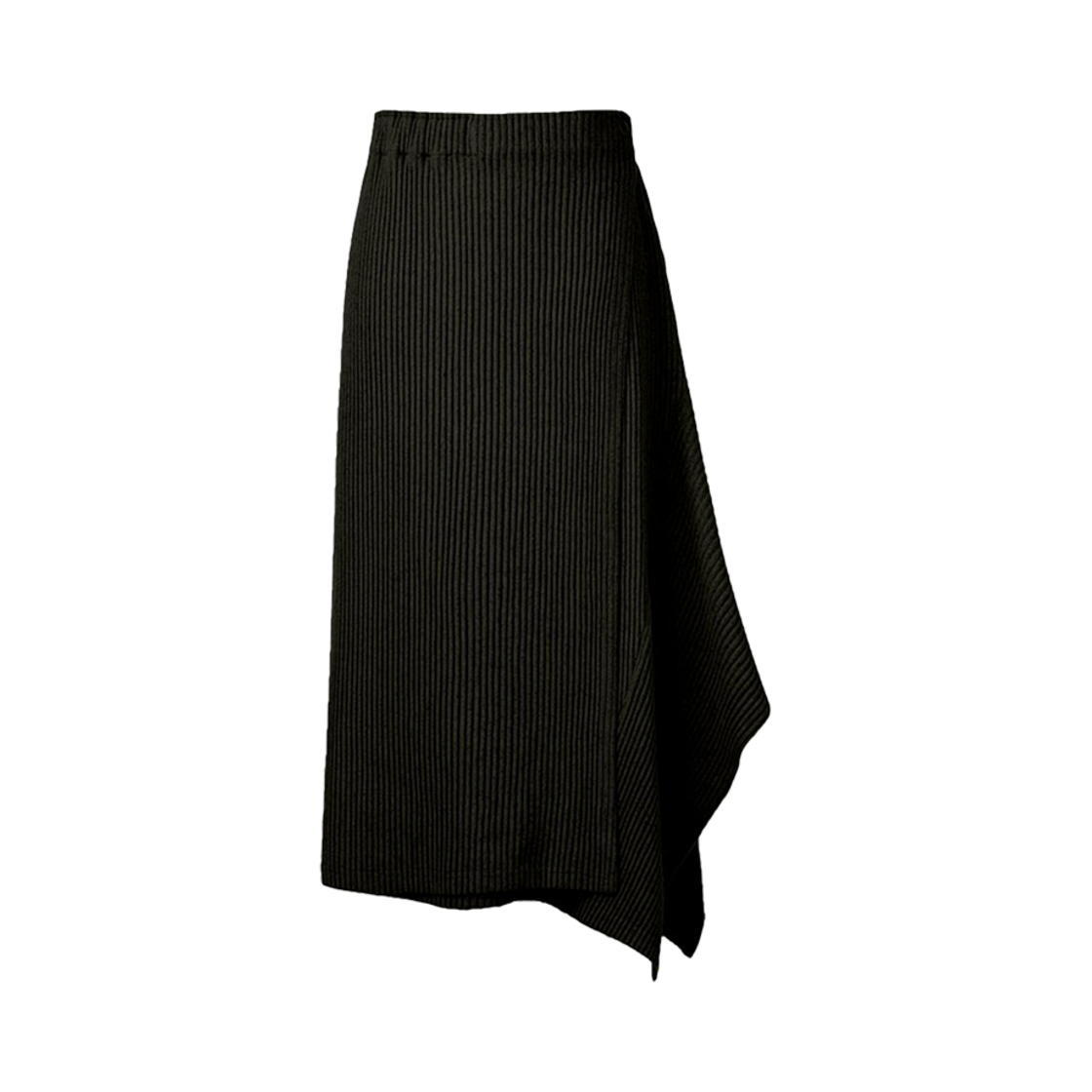 몽플리쎄 여성 사이드 패치 A라인 플리츠 스커트 블랙