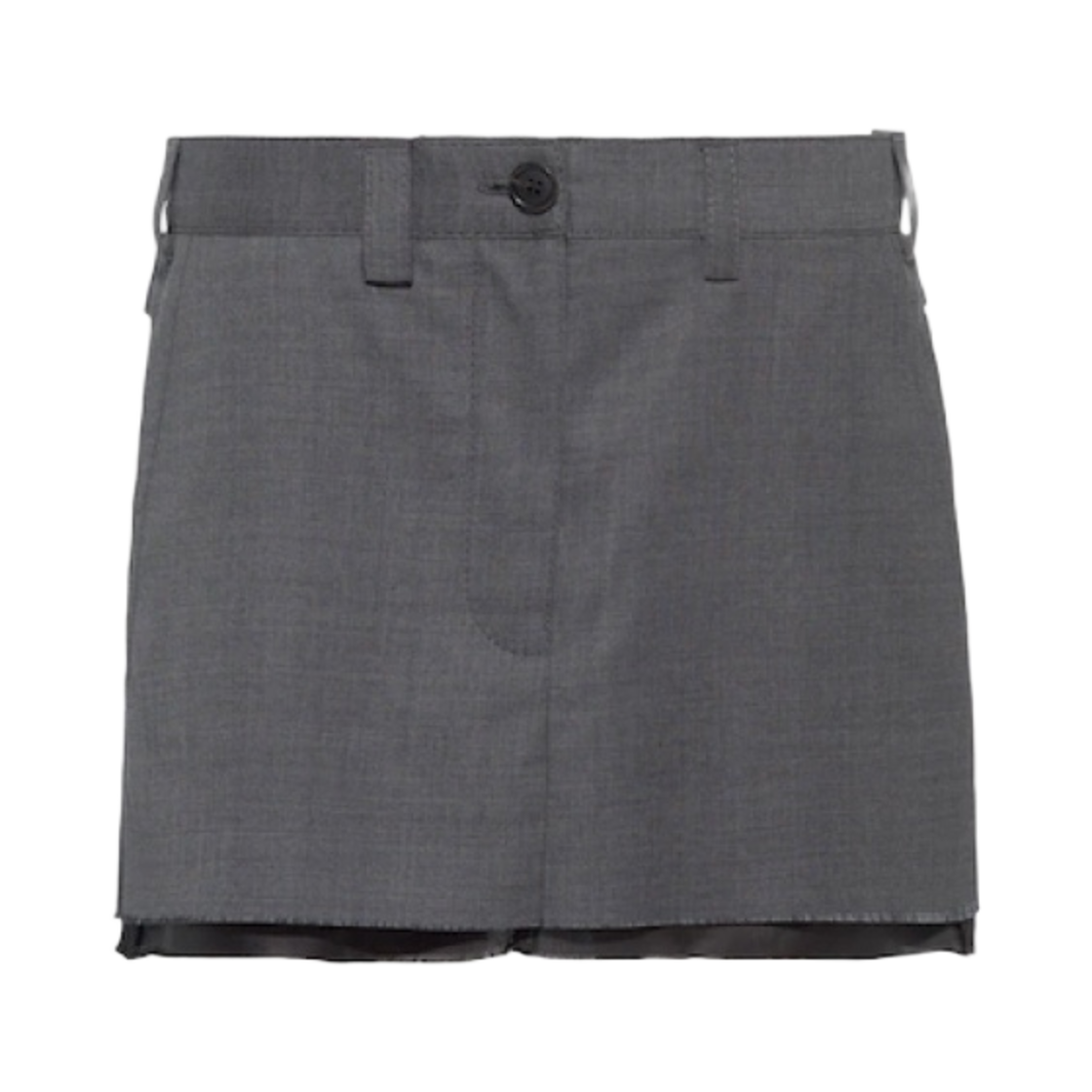 (W) 미우 미우 그리자이유 미니스커트 슬레이트 그레이((W) Miu Miu Grisaille Mini Skirt Slate Grey) - 1