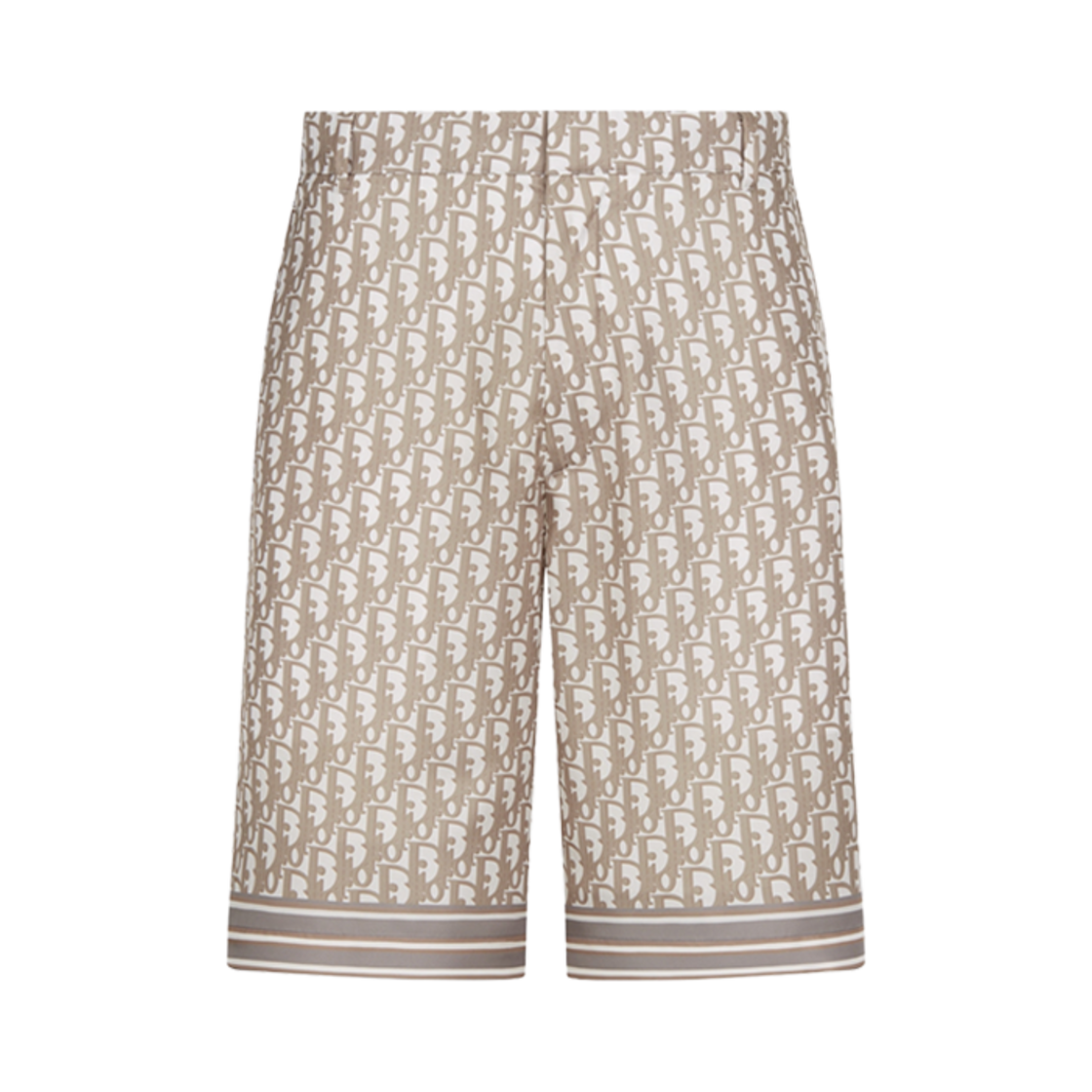 013C121B4751-C181 Dior Oblique Bermuda Shorts Beige Silk Twill