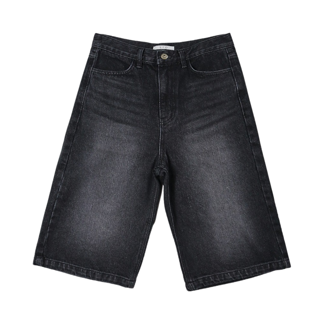 6117207 SIO Washed Half Denim Pants Black