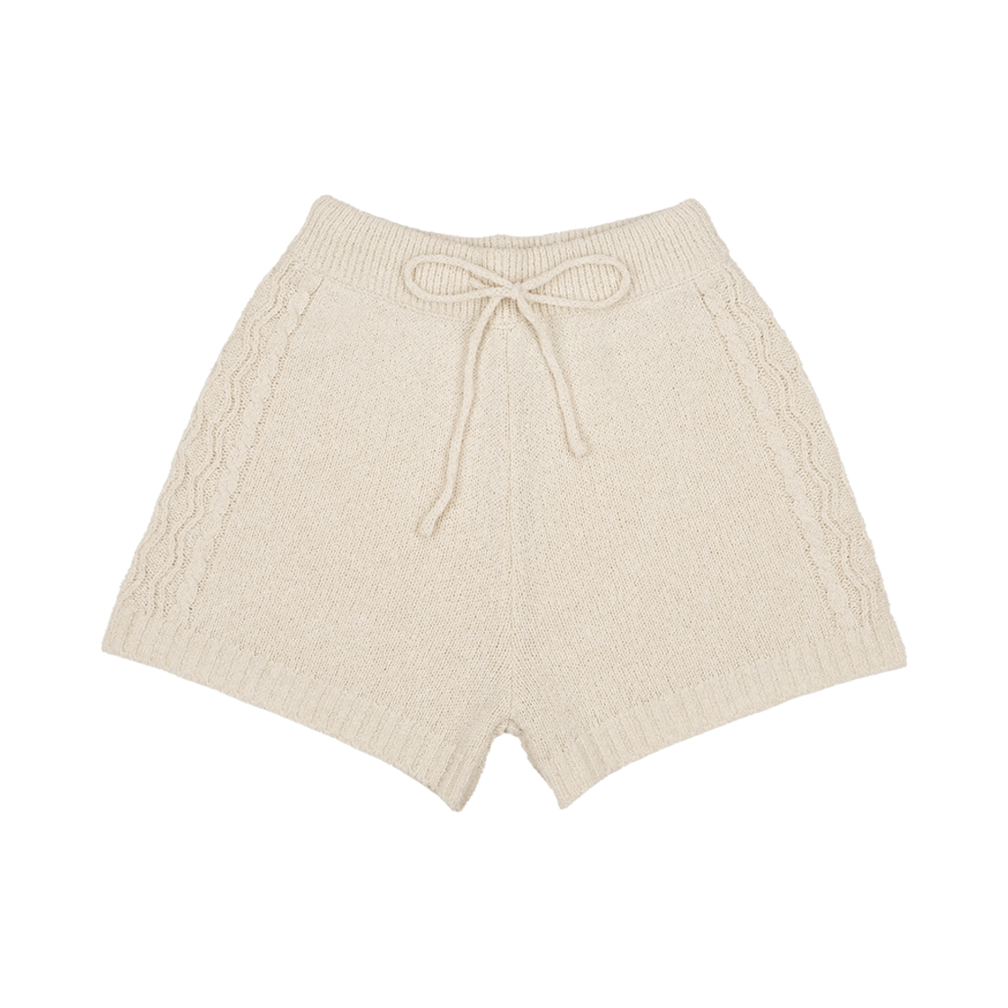 A-008 mmogarden W Boucle Knit Shorts Oatmeal