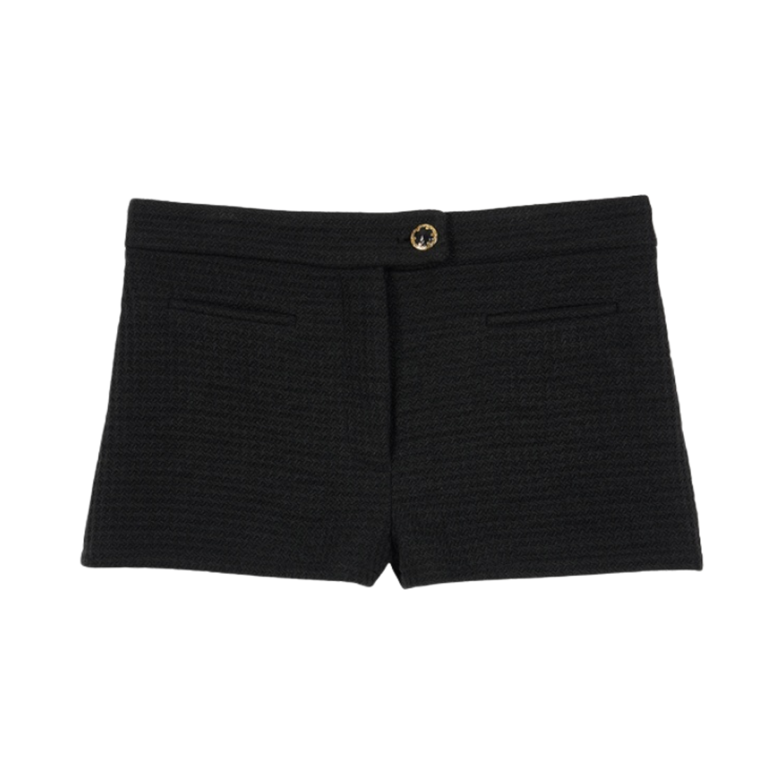 (W) 다이닛 골드 버튼 트위드 숏 팬츠 블랙((W) Deinet Gold Botton Tweed Short Pants in Black)