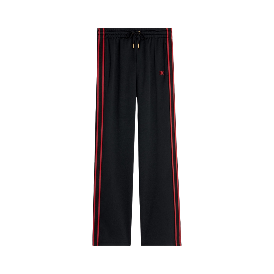 (W) 셀린느 더블 페이스 저지 트리옹프 트랙 팬츠 블랙 레드((W) Celine Triomphe Track Pants in Double Face Jersey Black Red) - 1