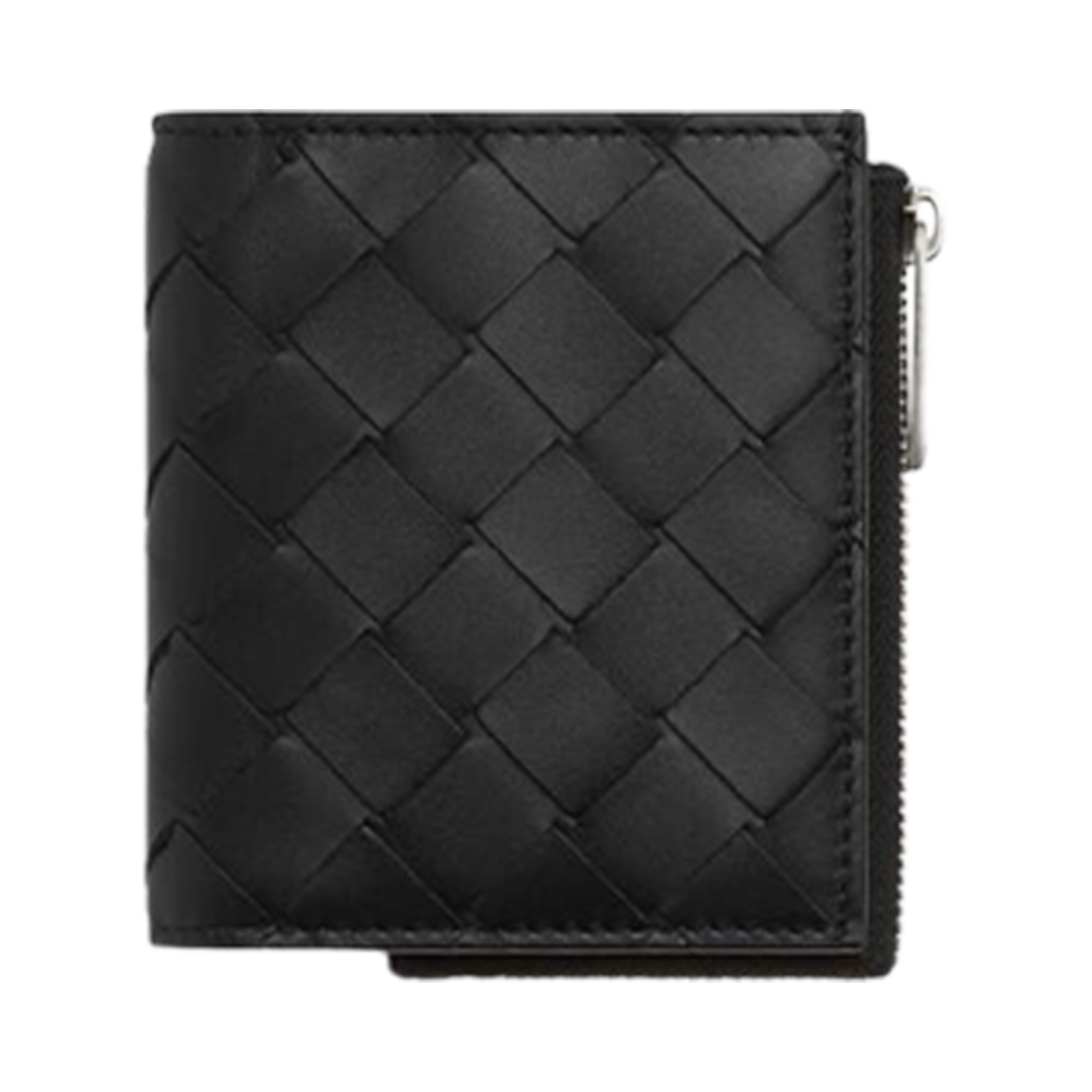 775546VCPQ48803 Bottega Veneta Intrecciato Bi-Fold Wallet With Zip Black