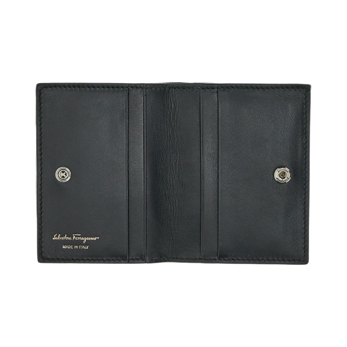 66A067-744858 Ferragamo Gancini Compact Wallet Deep Ocean Black - #2