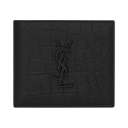 Saint Laurent Cassandre East/West Wallet in Crocodile Embossed Leather Black