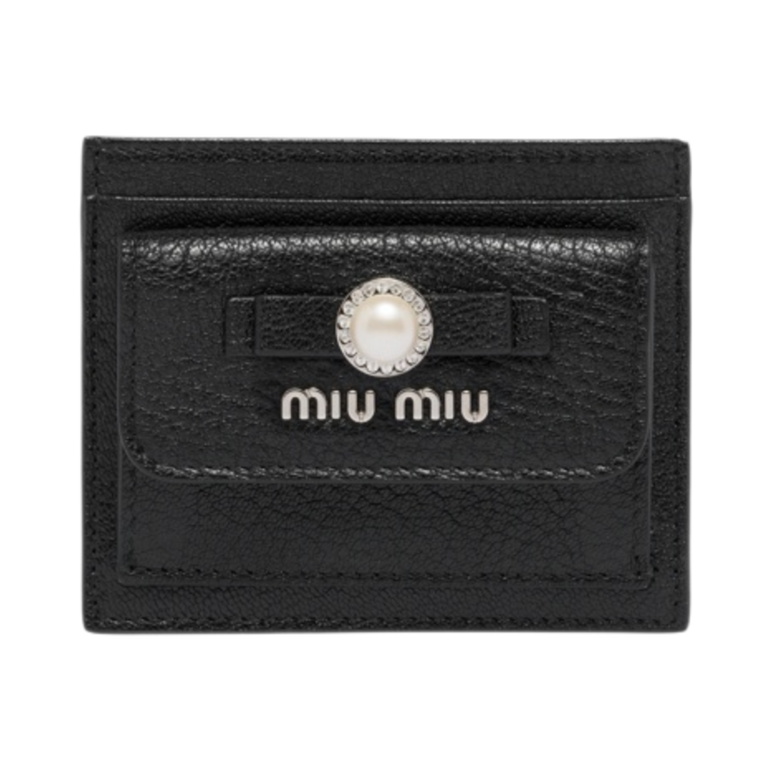 미우 미우 마드라스 가죽 카드 홀더 블랙(Miu Miu Madras Leather Card Holder Black) - 1